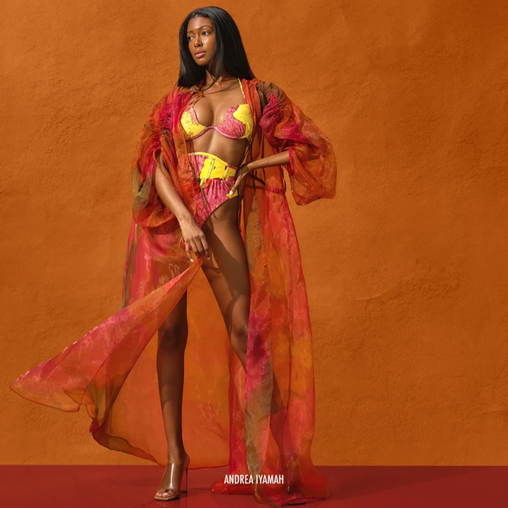 Andrea Iyamah Deko Robe Coverup Maxi Duster - Eros Print NWT